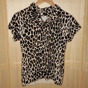 Chaus Petite Animal Print Silk Blend Top Medium